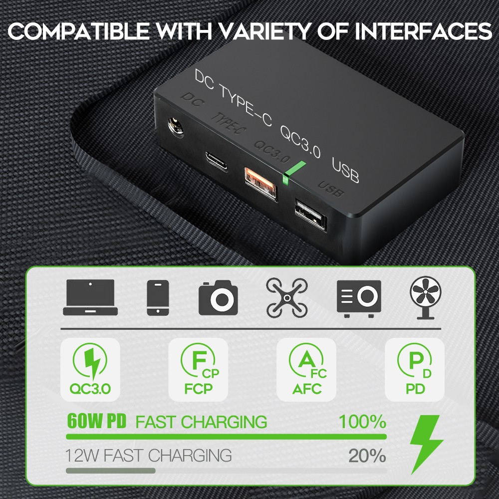 Solar Charger Portable Solar Panels High Capacity Solar Power Bank power station