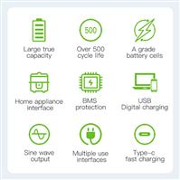 Pembangkit Listrik Portabel 320Wh Baterai Lithium Cadangan 300W Gelombang Sinus Murni AC Outlet Solar Generator